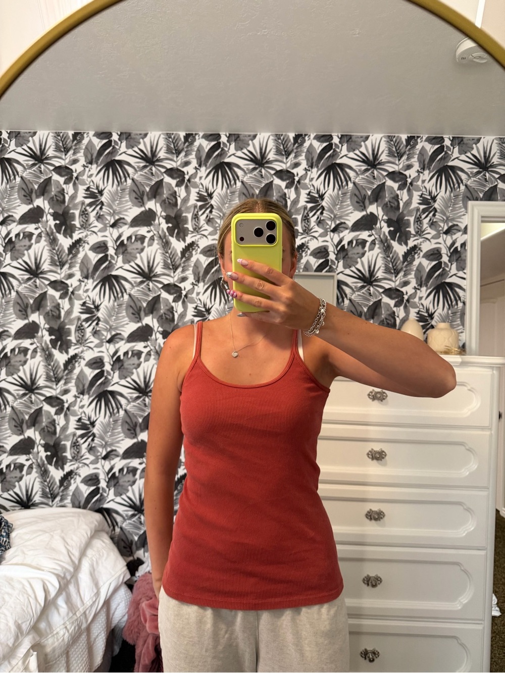 Brandy Melville Rust Red Ribbed Tank Top